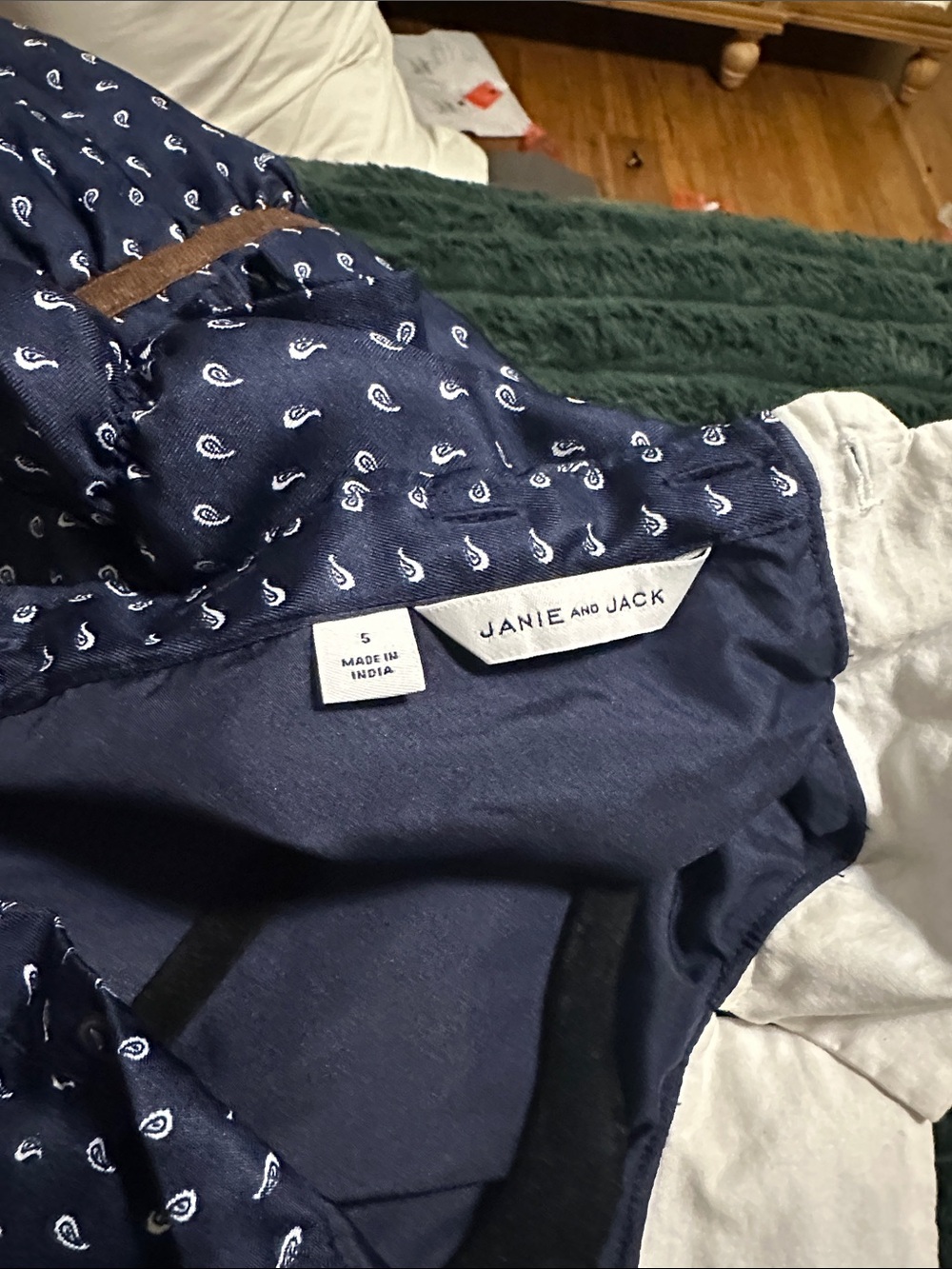 Janie and Jack Navy Paisley Lined Girls Dress